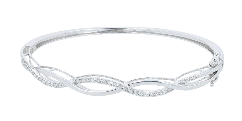10K WG .50 CTW Diamond Crossover Bangle