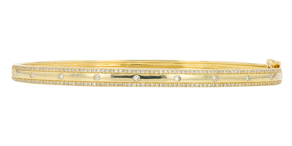 10K YG 3/4 CT Diamond Inlay Bangle