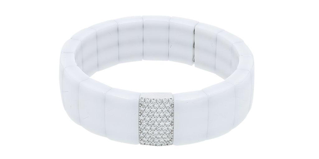 18K WG Roberto Demegilo .75 CTW Diamond & White Ceramic Bracelet