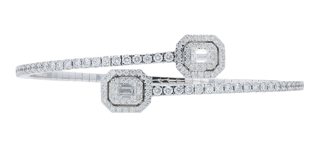 18K WG Penny Preville 3.01 CTW Diamond Bypass Bangle