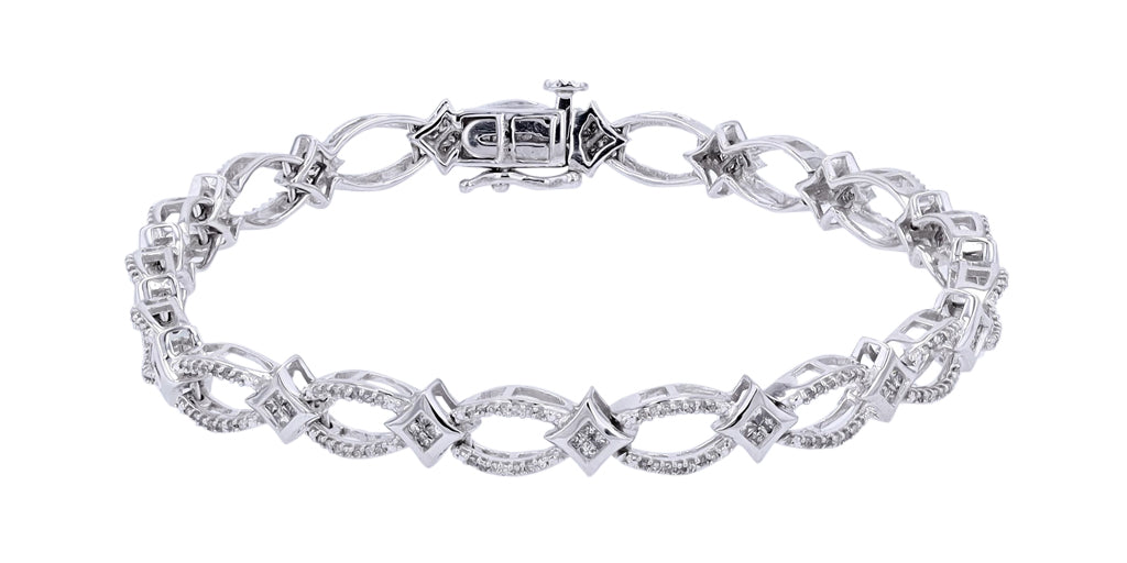 10K WG 1 CT Diamond Open Link Bracelet
