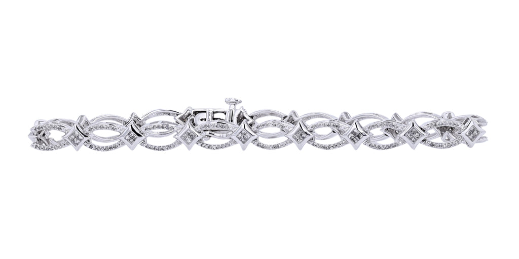 10K WG 1 CT Diamond Open Link Bracelet