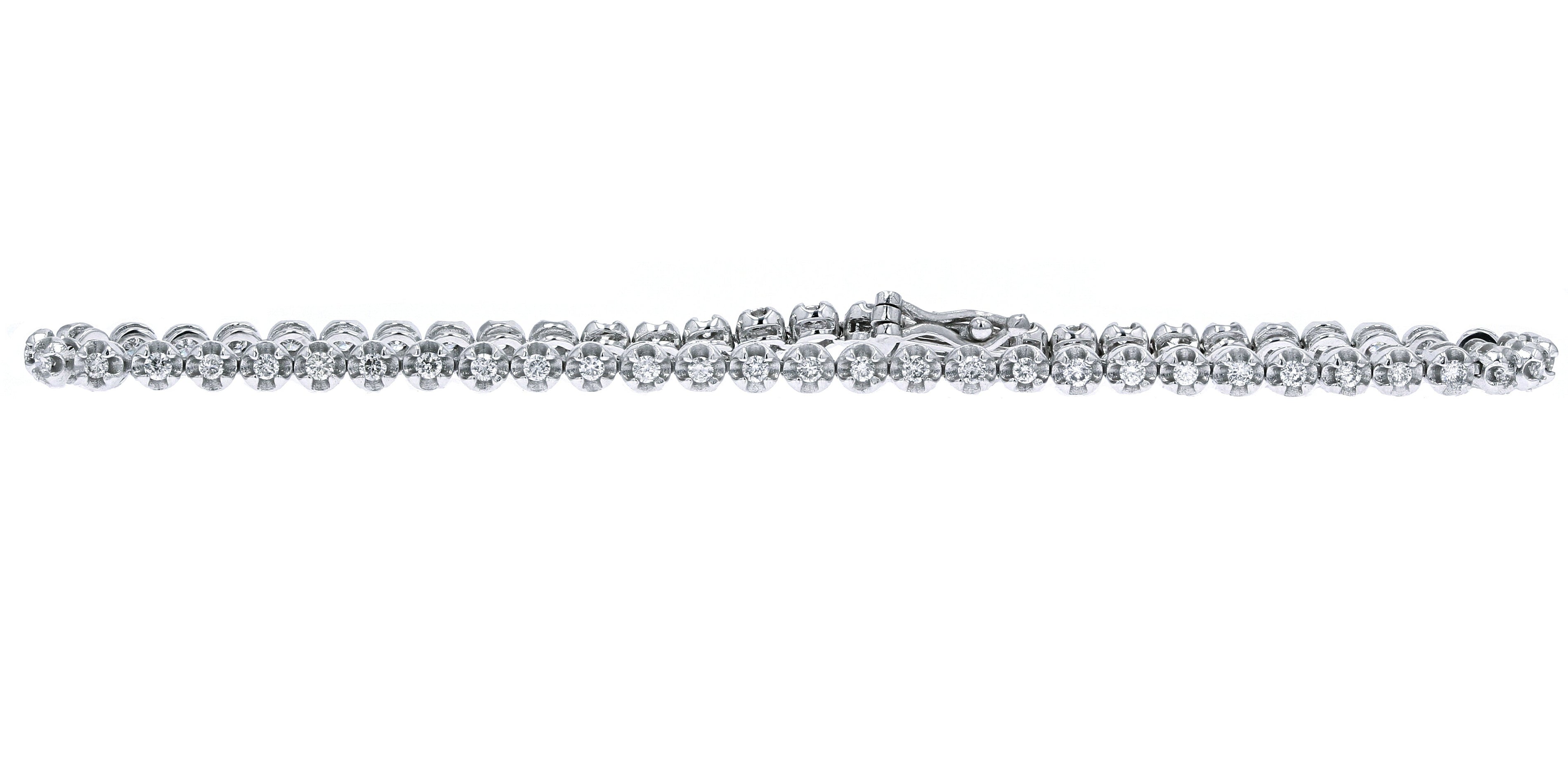 10K WG 1 CTW Straight Line Cupcake Setting Diamond Bracelet