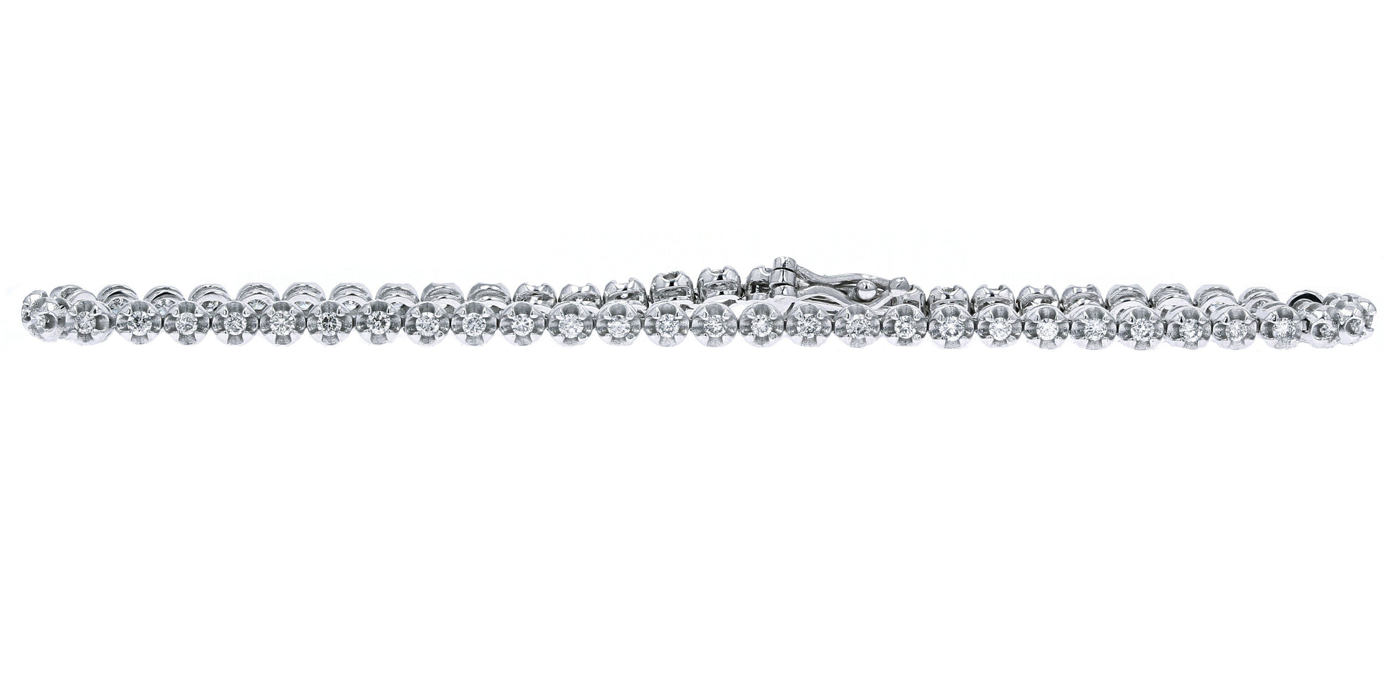 10K WG 1 CTW Straight Line Cupcake Setting Diamond Bracelet