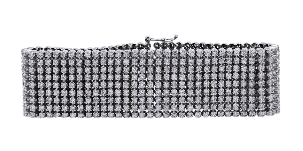 14K WG 20 CTW Six-Row Diamond Bracelet