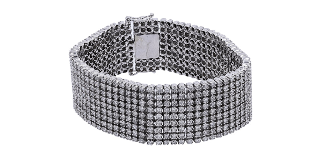 14K WG 20 CTW Six-Row Diamond Bracelet