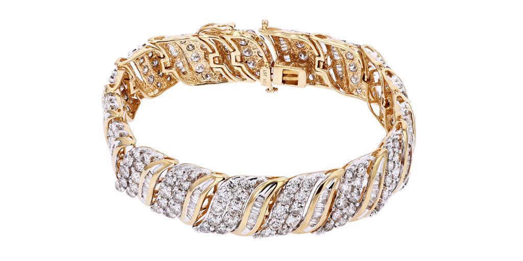 10K YG 10.00 CT Diamond Bracelet