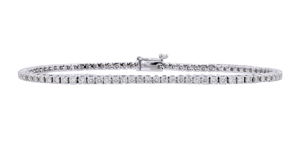 14K White Gold Diamond Straight Line Tennis Bracelet