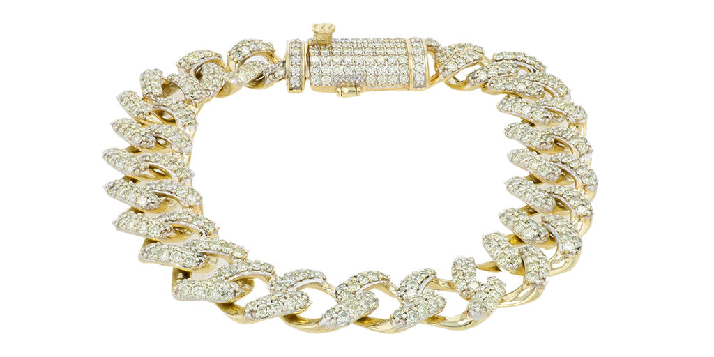 10K YG 9 CT Diamond Gents Bracelet