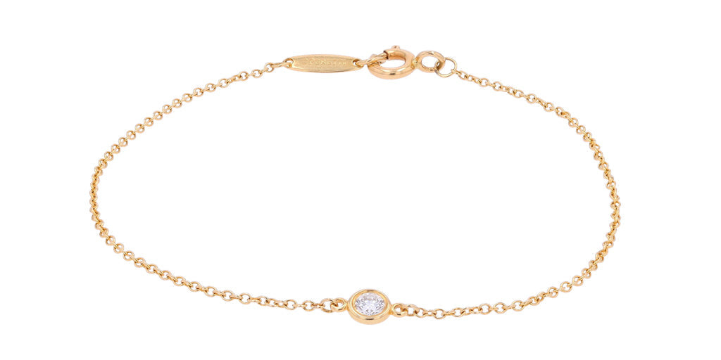 18K YG Tiffany & Co 0.08 CT Bezel Set Solitaire Bracelet