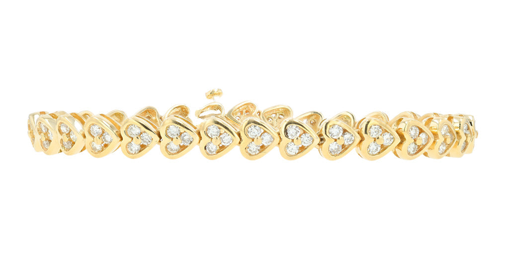 14K YG 3 CT Diamond Heart Bracelet