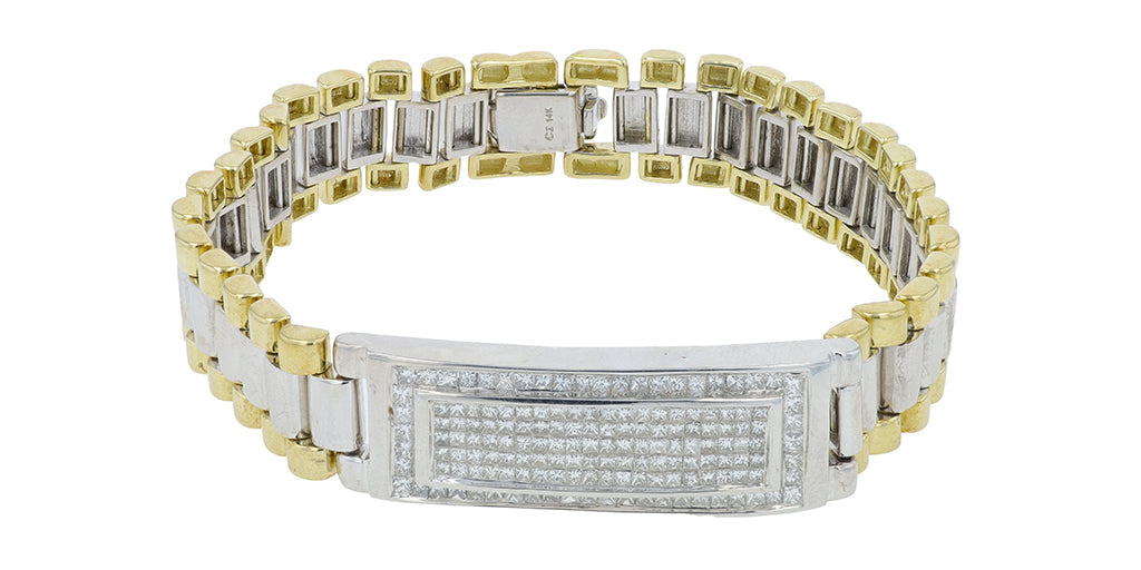 14K TT 3 CT Gents Bracelet