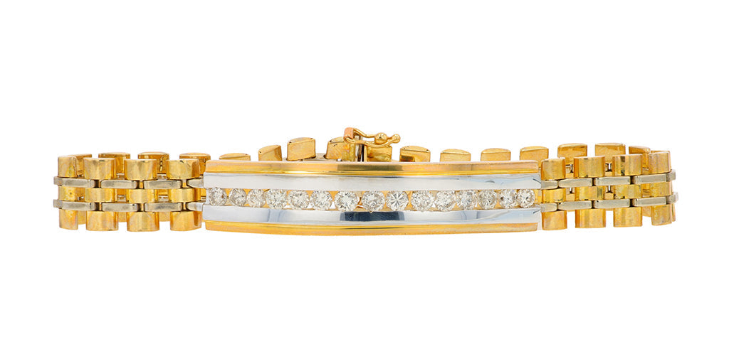 14K TT 2 CT Diamond Gents Bracelet