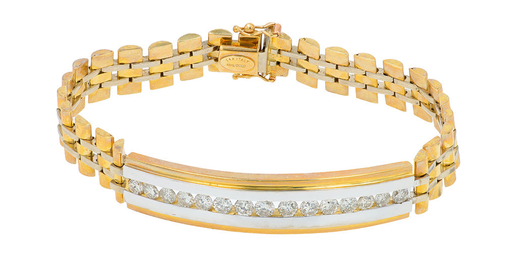 14K TT 2 CT Diamond Gents Bracelet