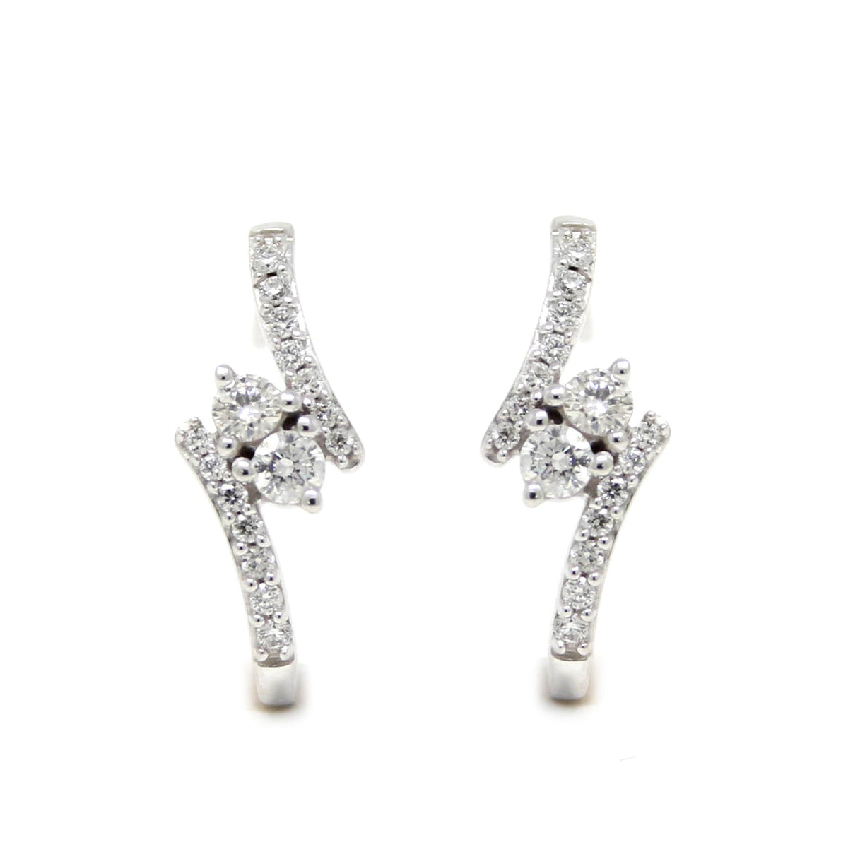 14K WG Two Stone Bypass J-Hoops
