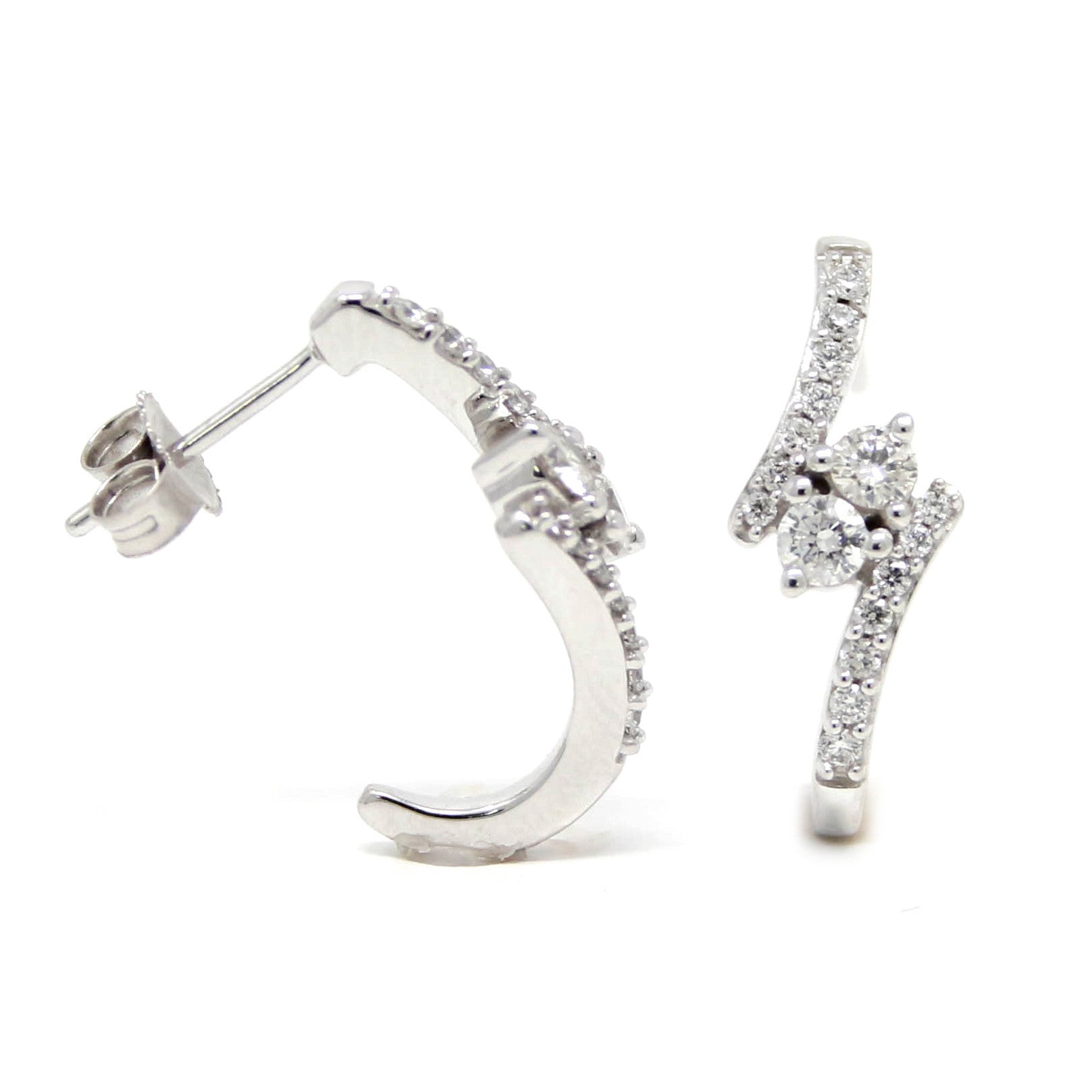 14K WG Two Stone Bypass J-Hoops