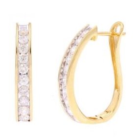 10K Diamond Channel Set Hoops