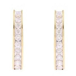10K Diamond Channel Set Hoops