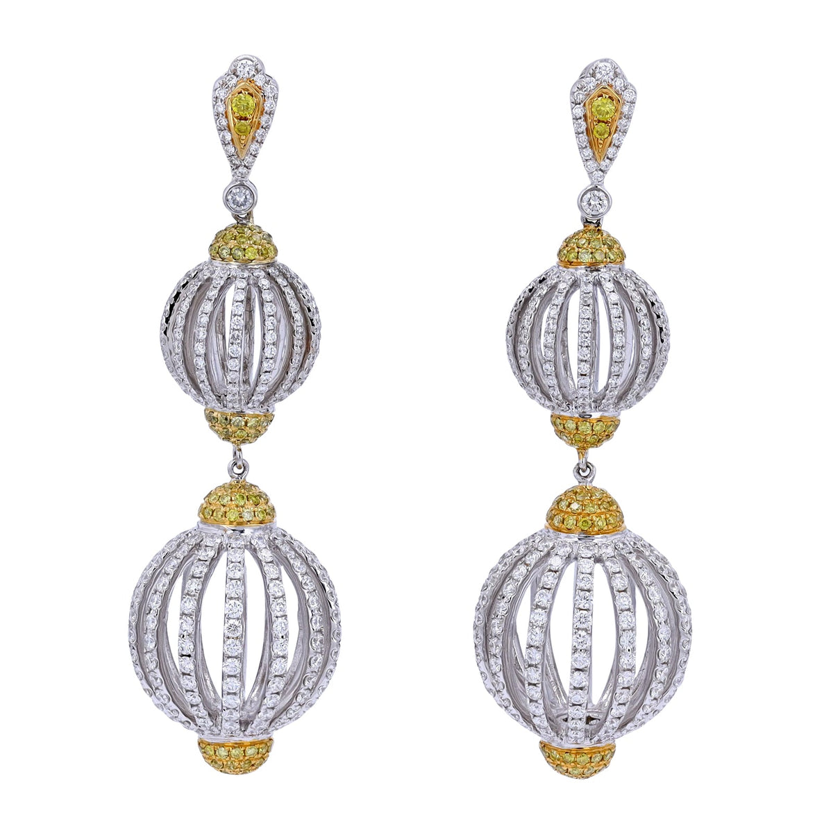 18K TT Yellow & White Diamond Earrings