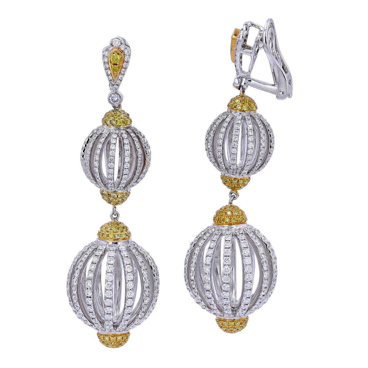 18K TT Yellow & White Diamond Earrings
