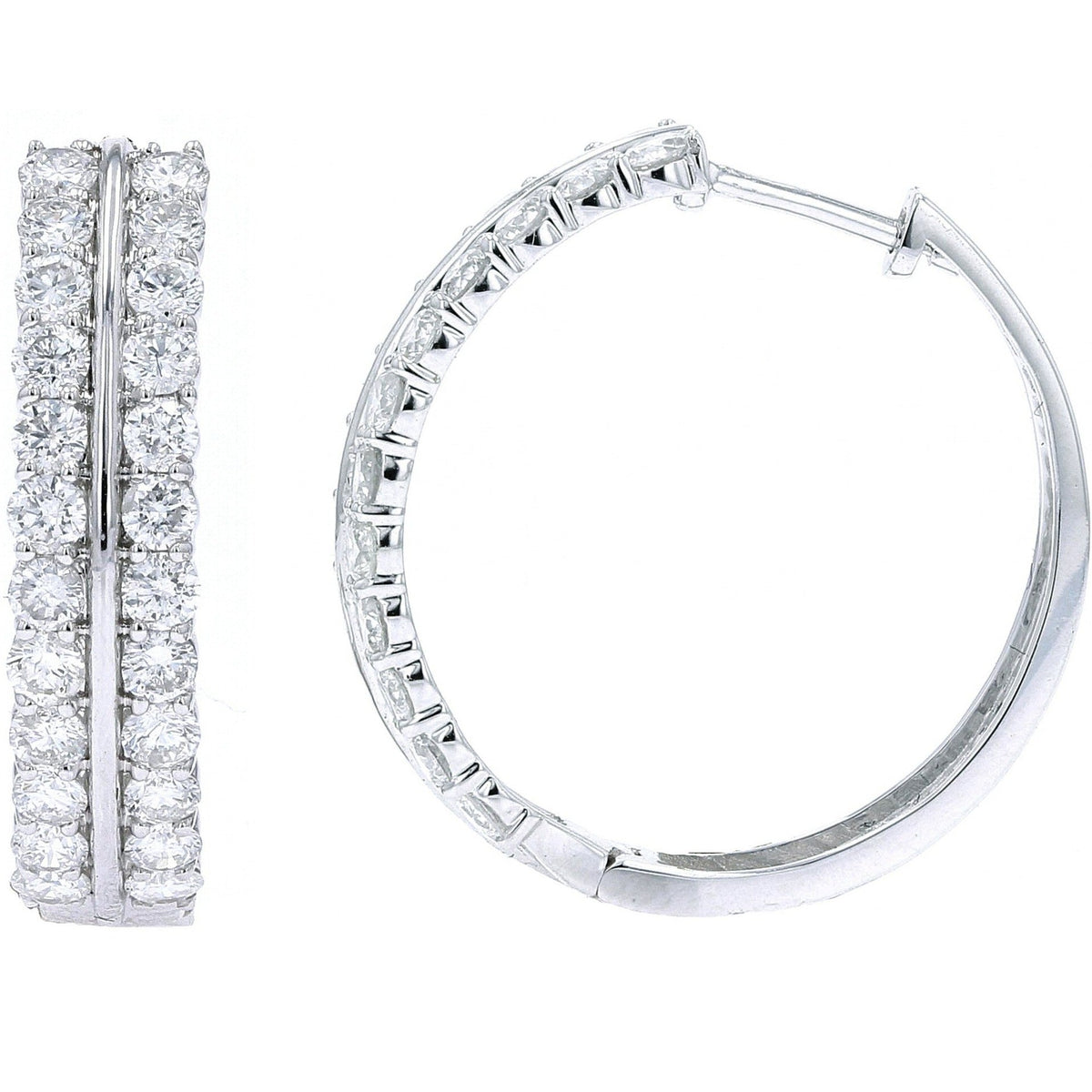 14K WG 2 CT Diamond Hoops