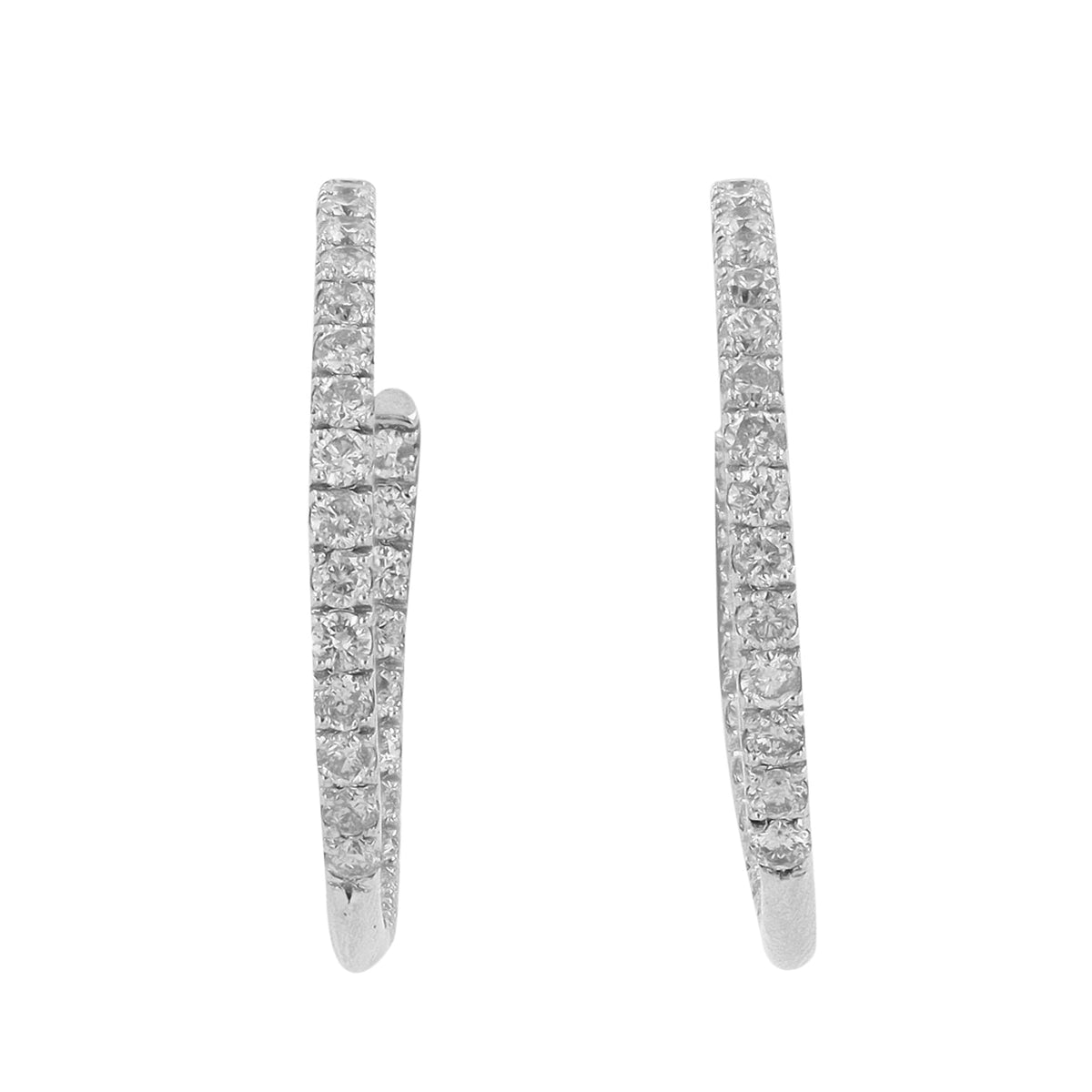 14K WG 1.29 CT Diamond Hoops