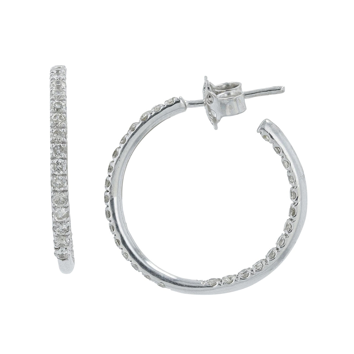 14K WG 1.29 CT Diamond Hoops