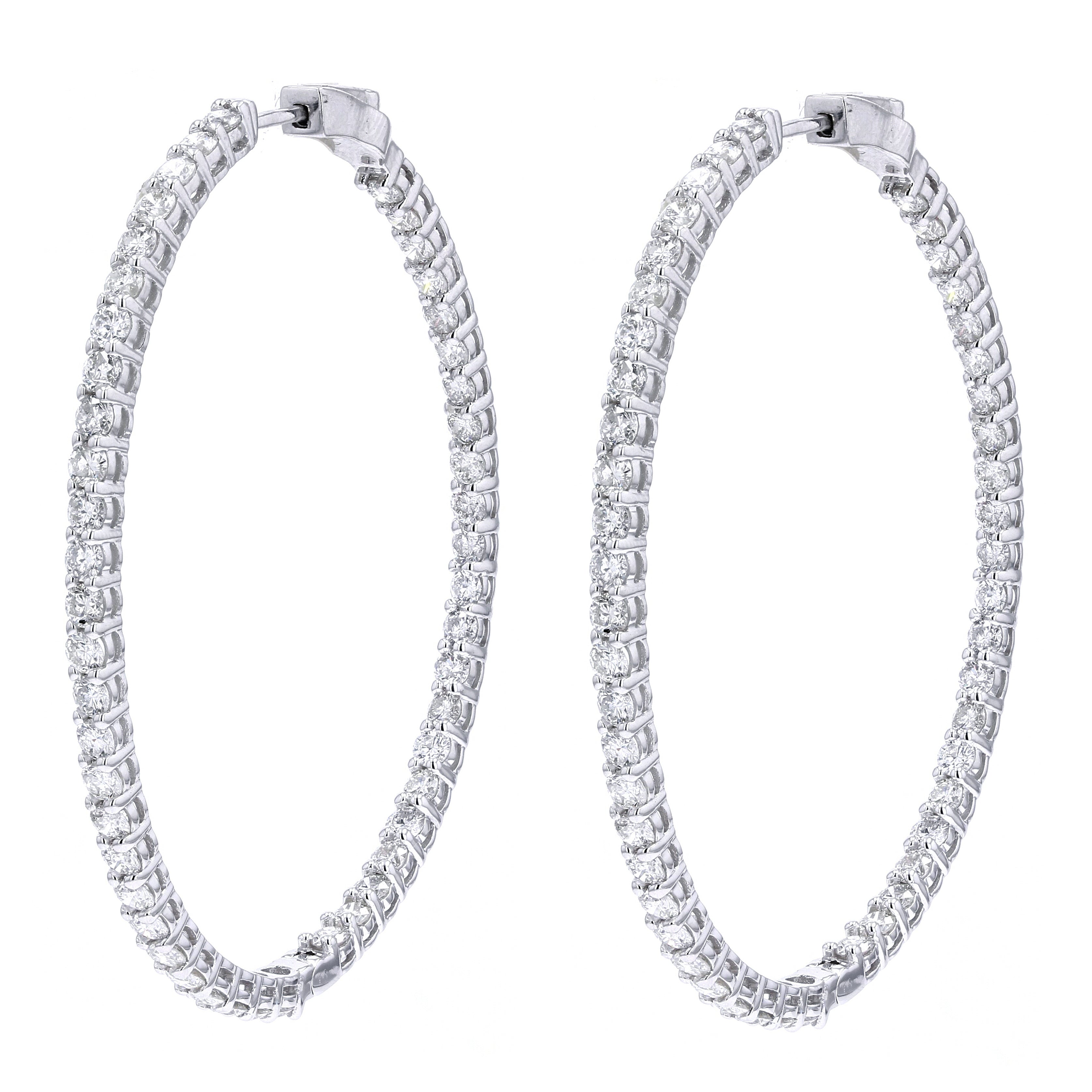 14K WG Inside-Out Diamond Hoops