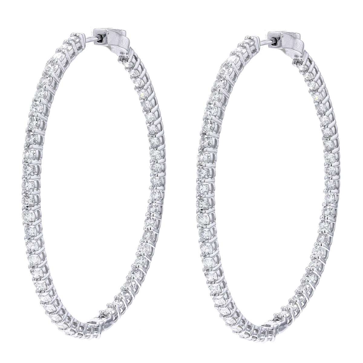 14K WG Inside-Out Diamond Hoops