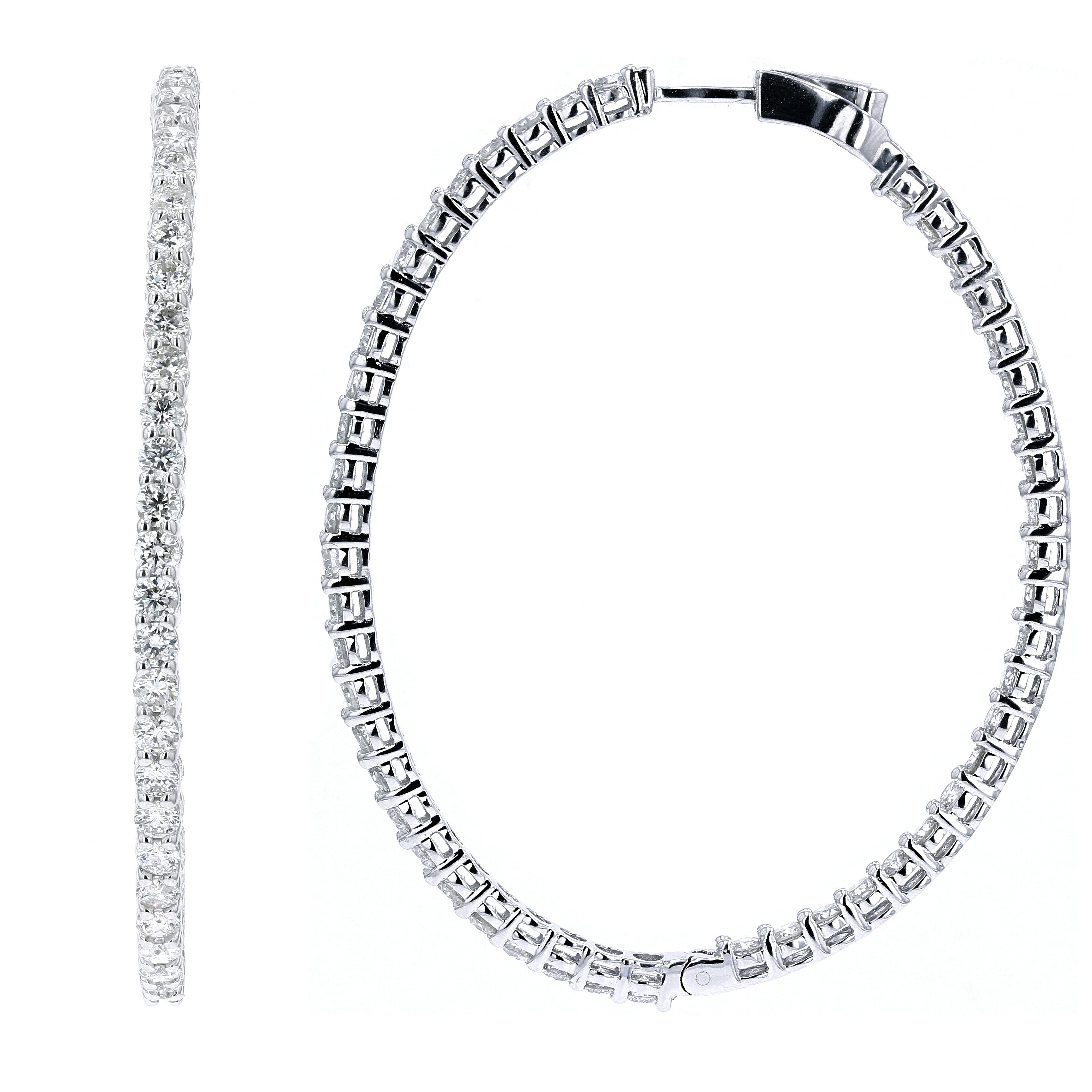 14K WG Inside-Out Diamond Hoops