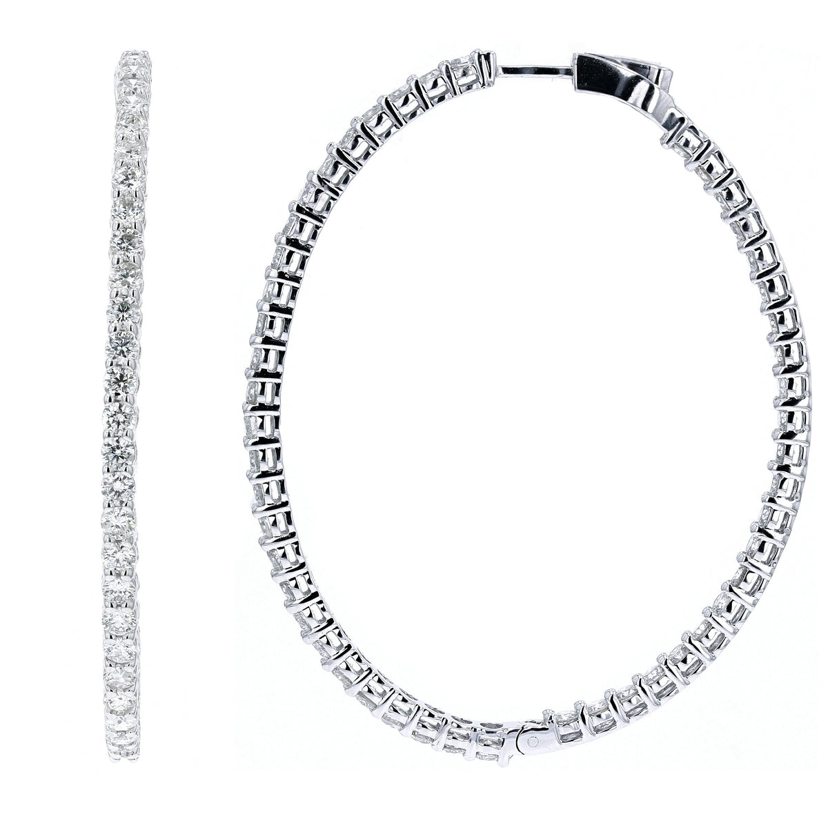 14K WG Inside-Out Diamond Hoops