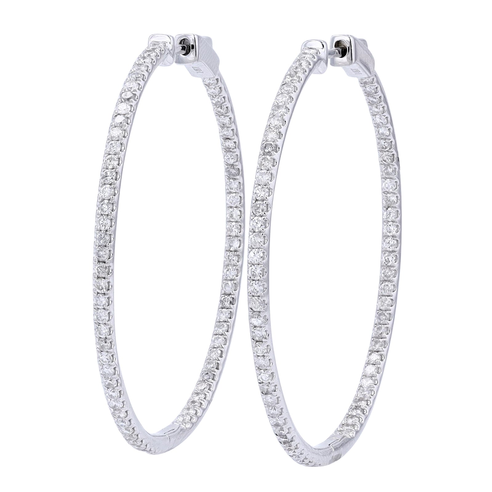 14K WG 1.70 CTW Diamond Inside-Out Hoops