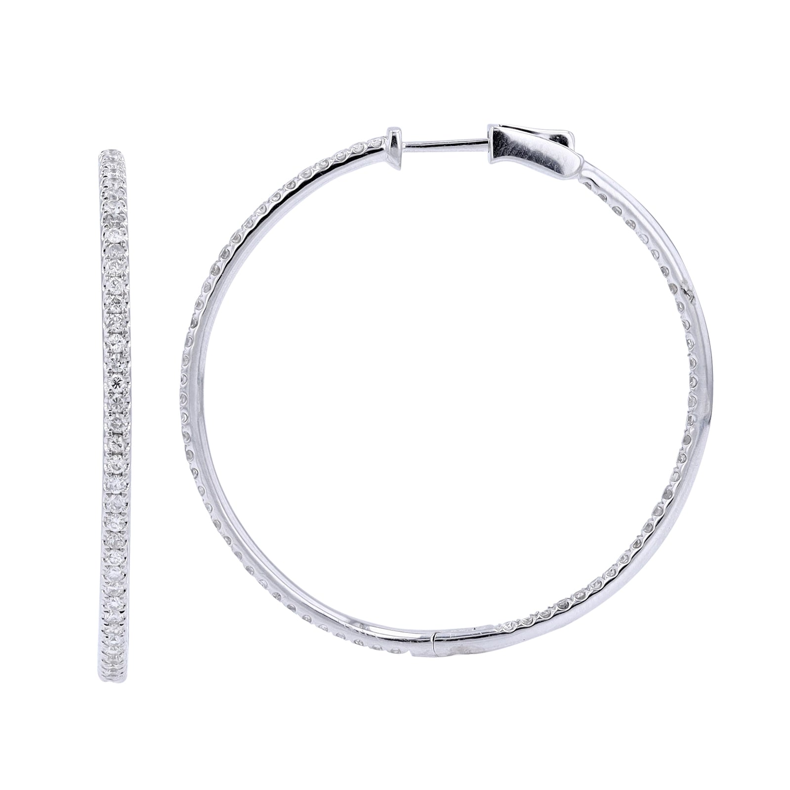 14K WG 1.70 CTW Diamond Inside-Out Hoops
