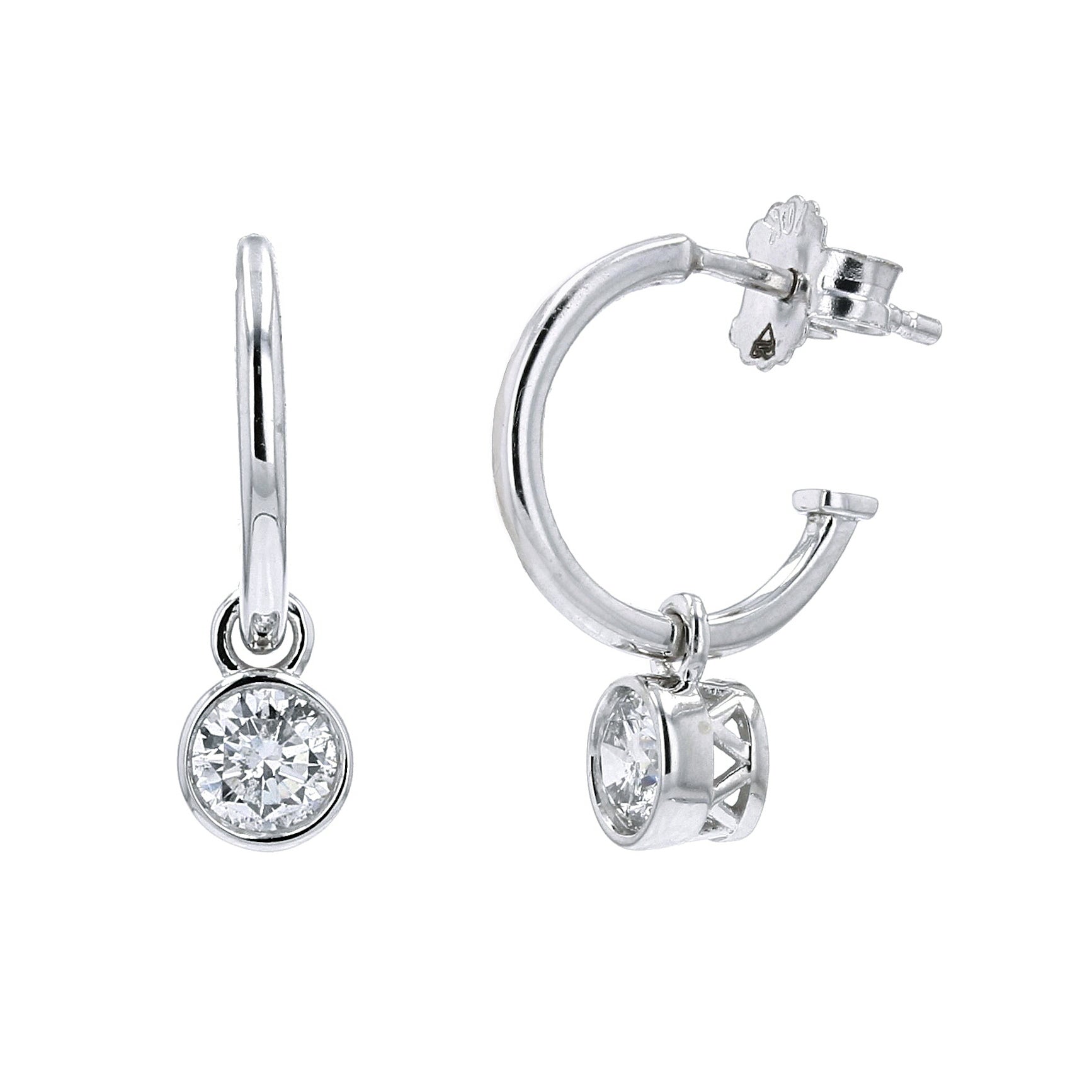 14K WG 1/2 CT Diamond Bezel Huggies