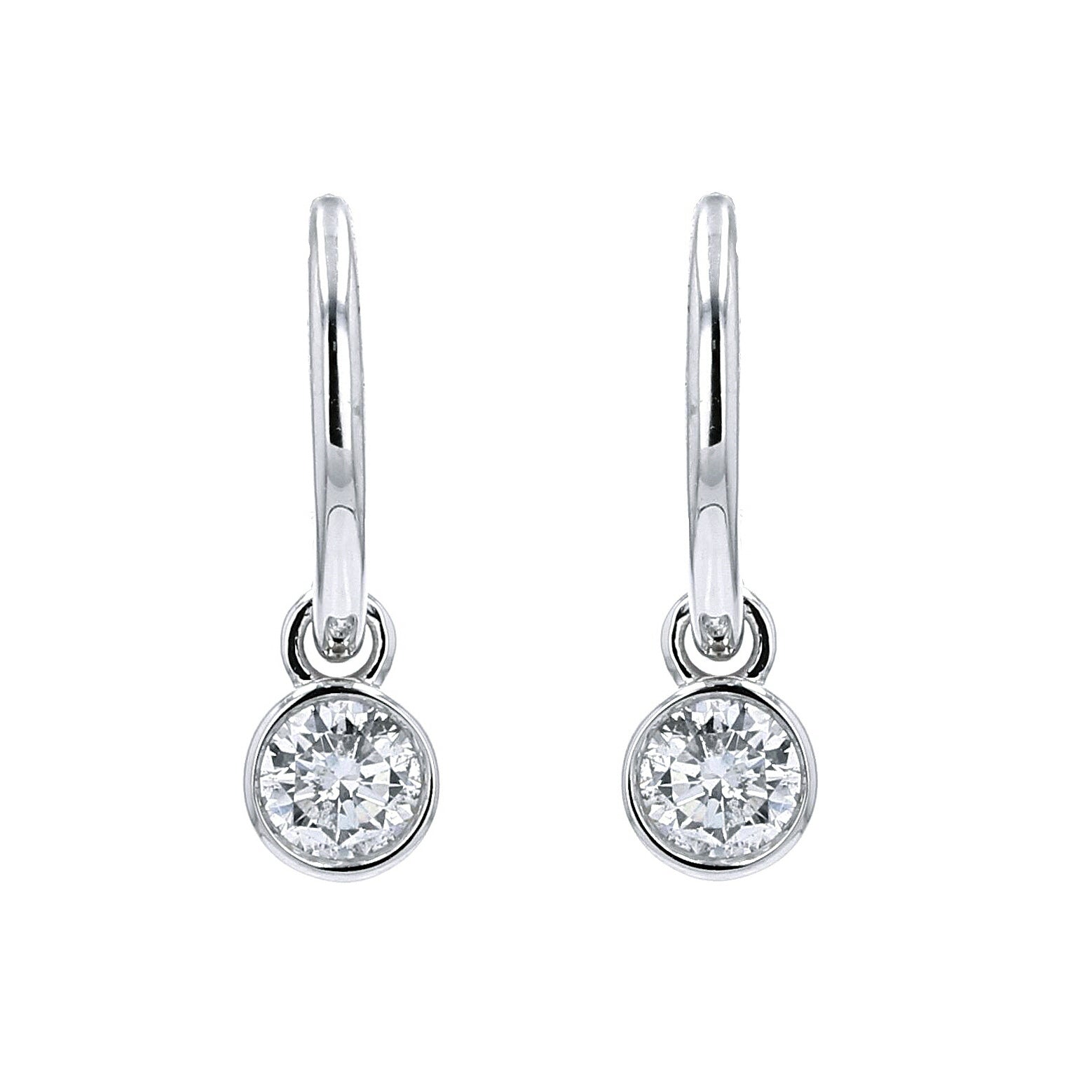 14K WG 1/2 CT Diamond Bezel Huggies