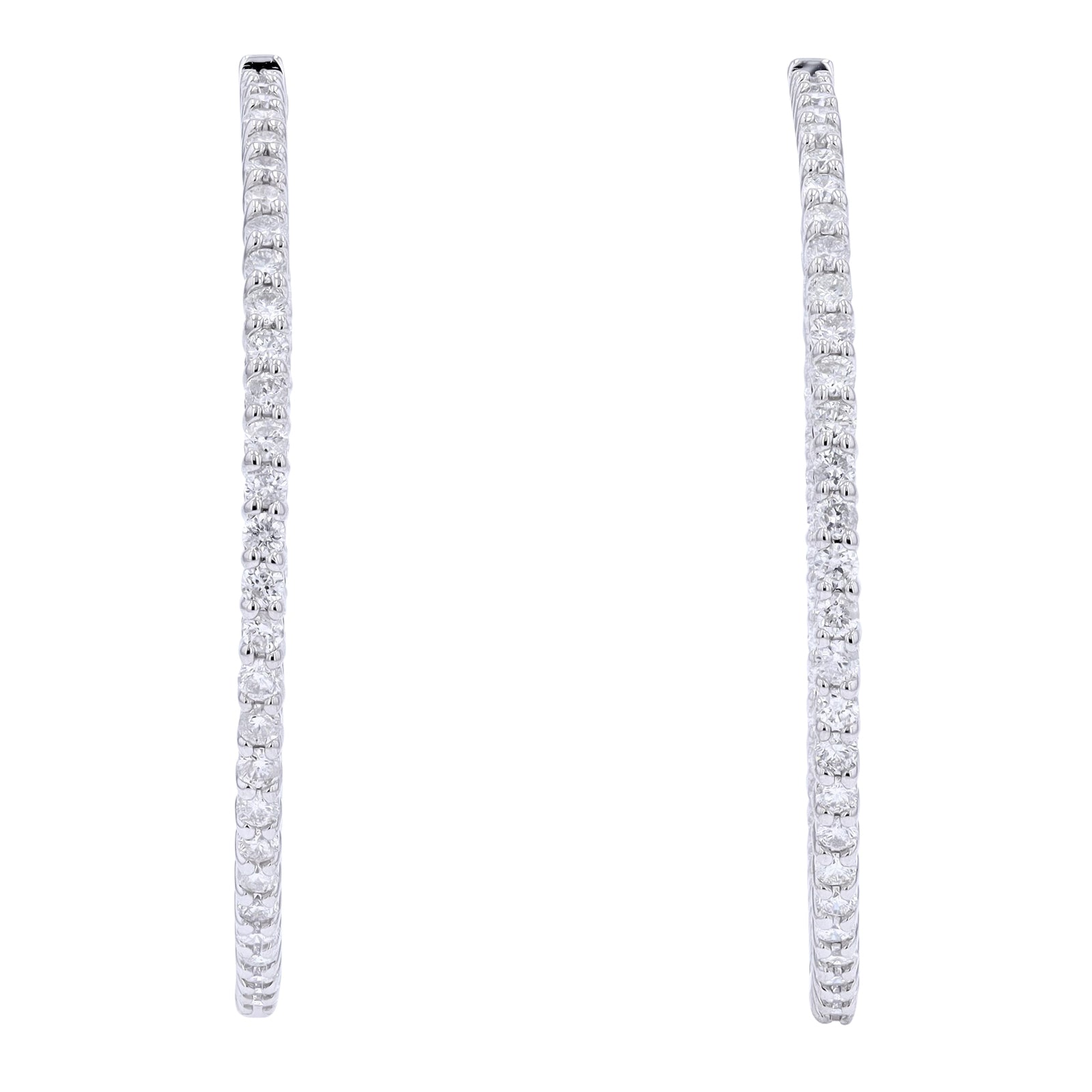 14K WG 3 CTW Diamond Inside-Out Hoops
