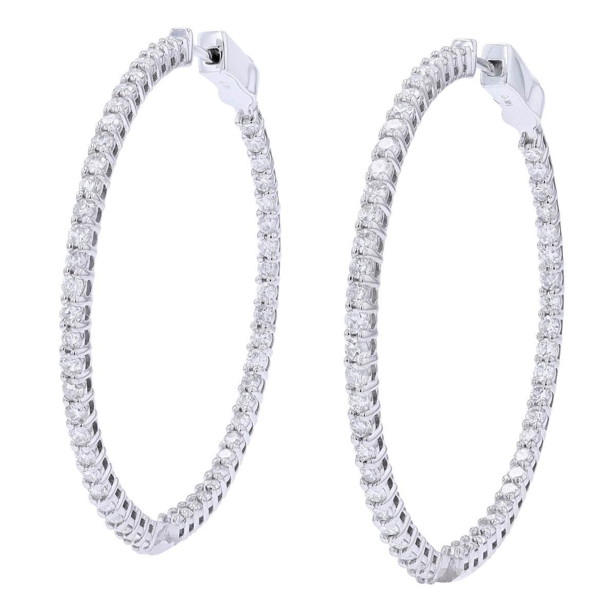 14K WG 3 CTW Diamond Inside-Out Hoops