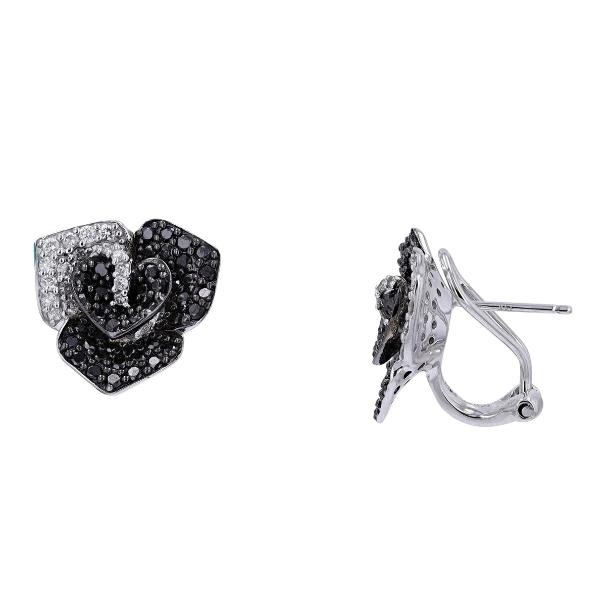 14K EFFY WG 1.85 CTW Diamond Flower Earrings