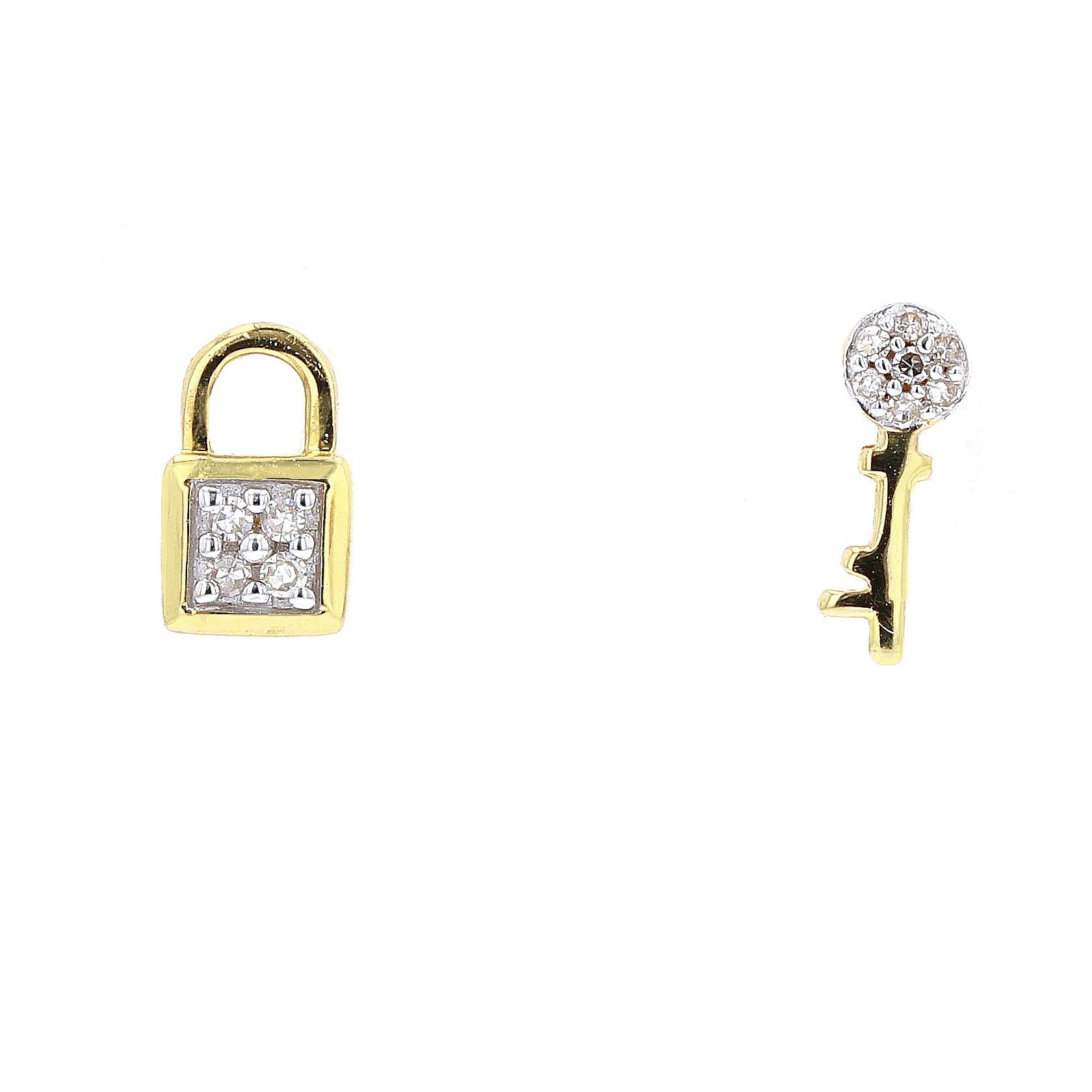 10K YG Lock & Key Earrings
