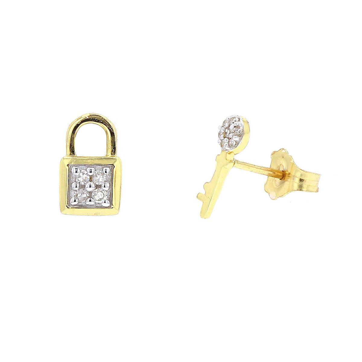 10K YG Lock & Key Earrings