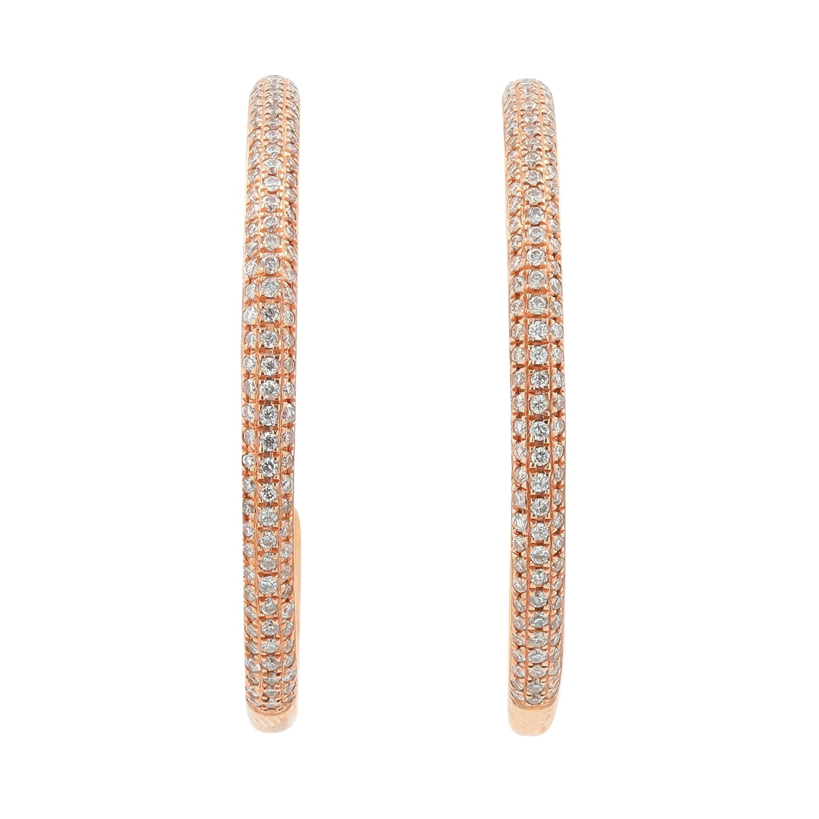 14K RG 3/4 CT Diamond Hoops