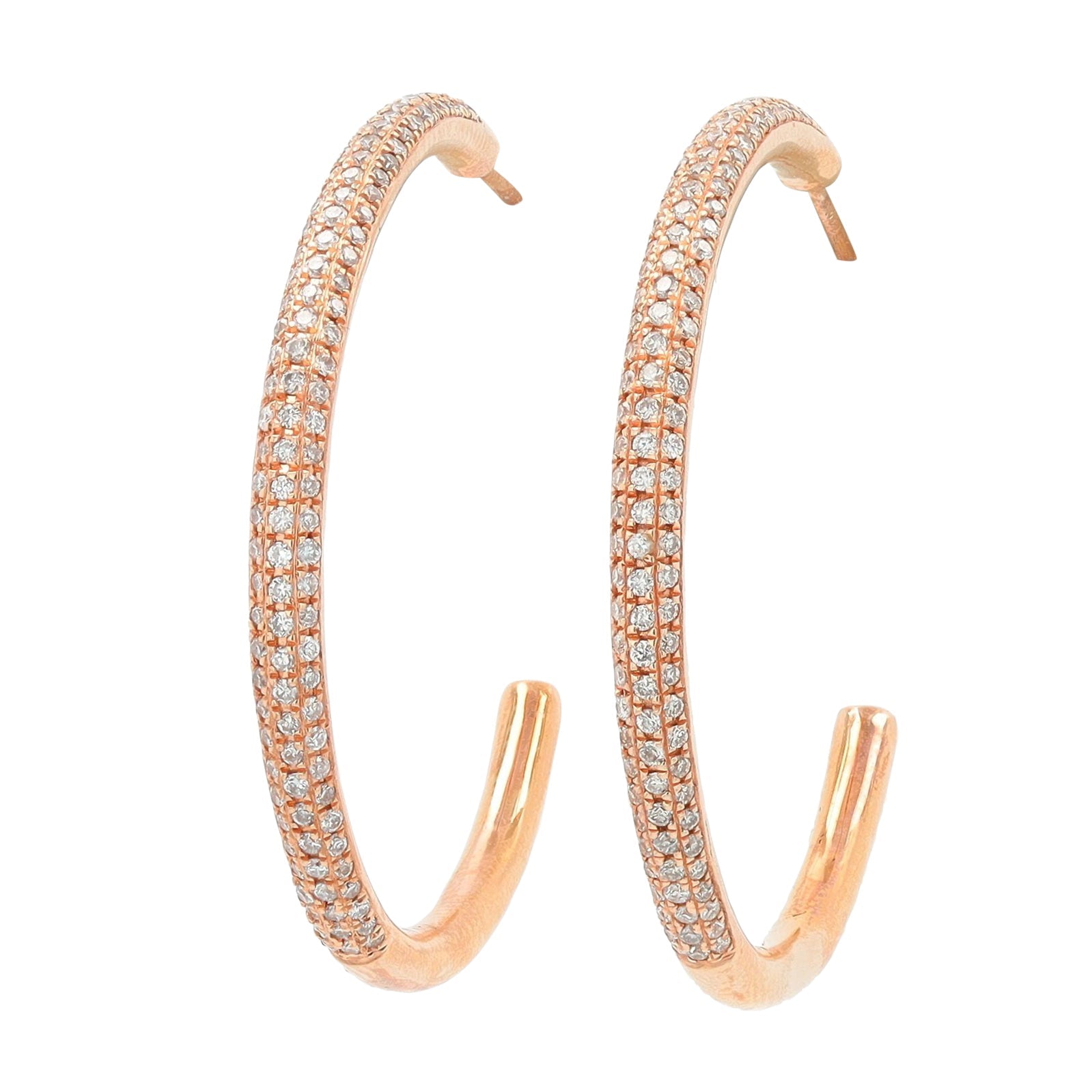 14K RG 3/4 CT Diamond Hoops