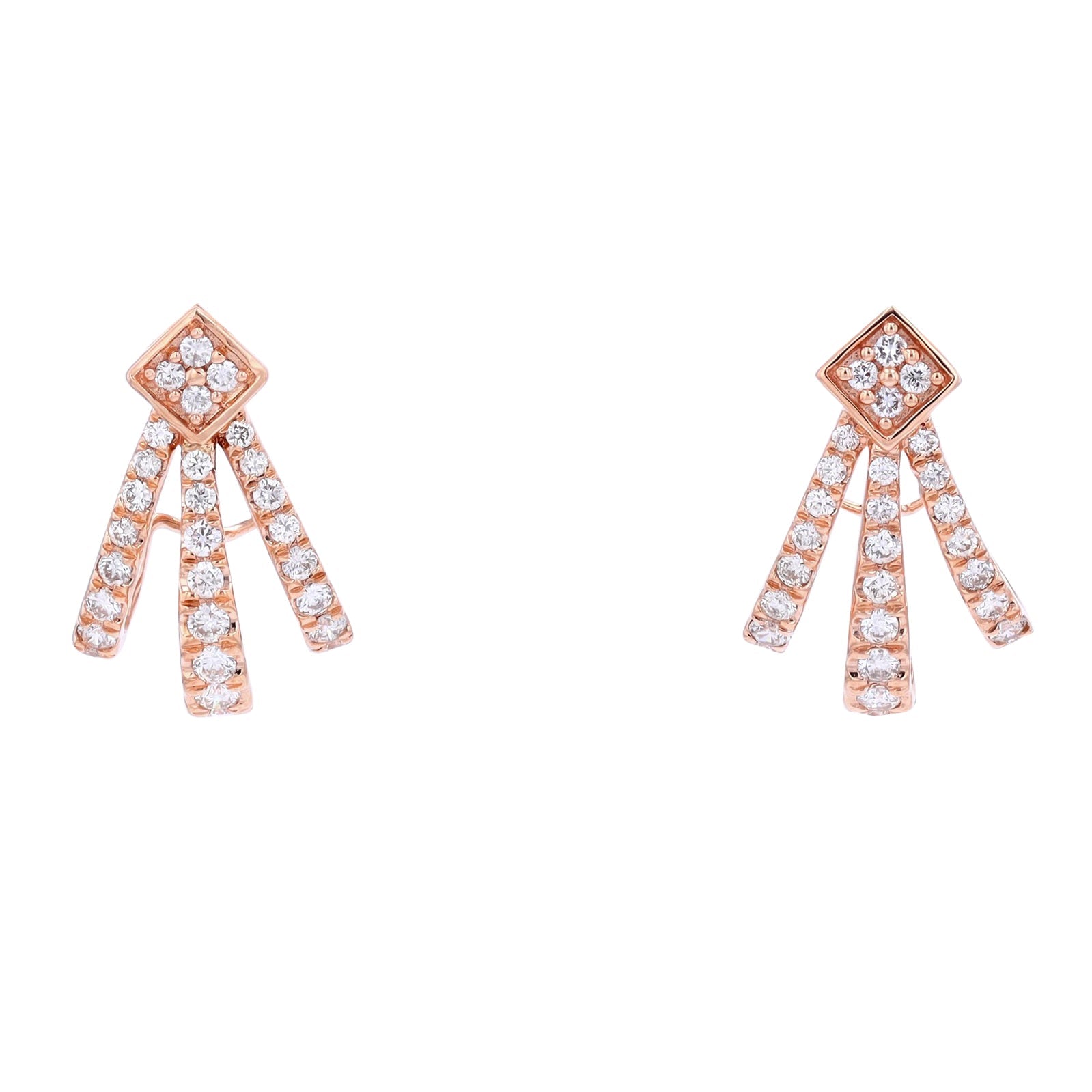 14K RG 1 CTW Diamond J-Hoops