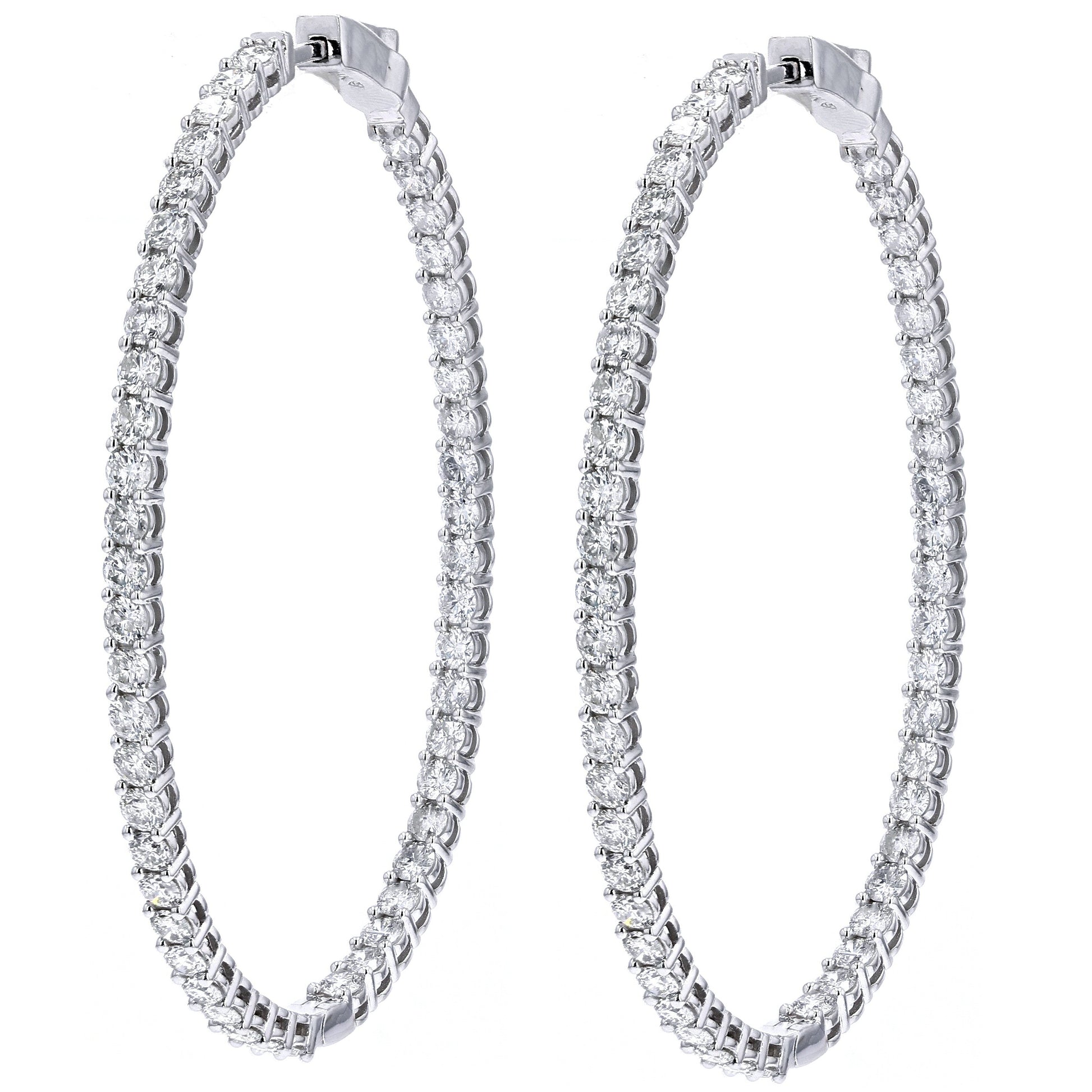 14K WG Inside-Out Diamond Hoops