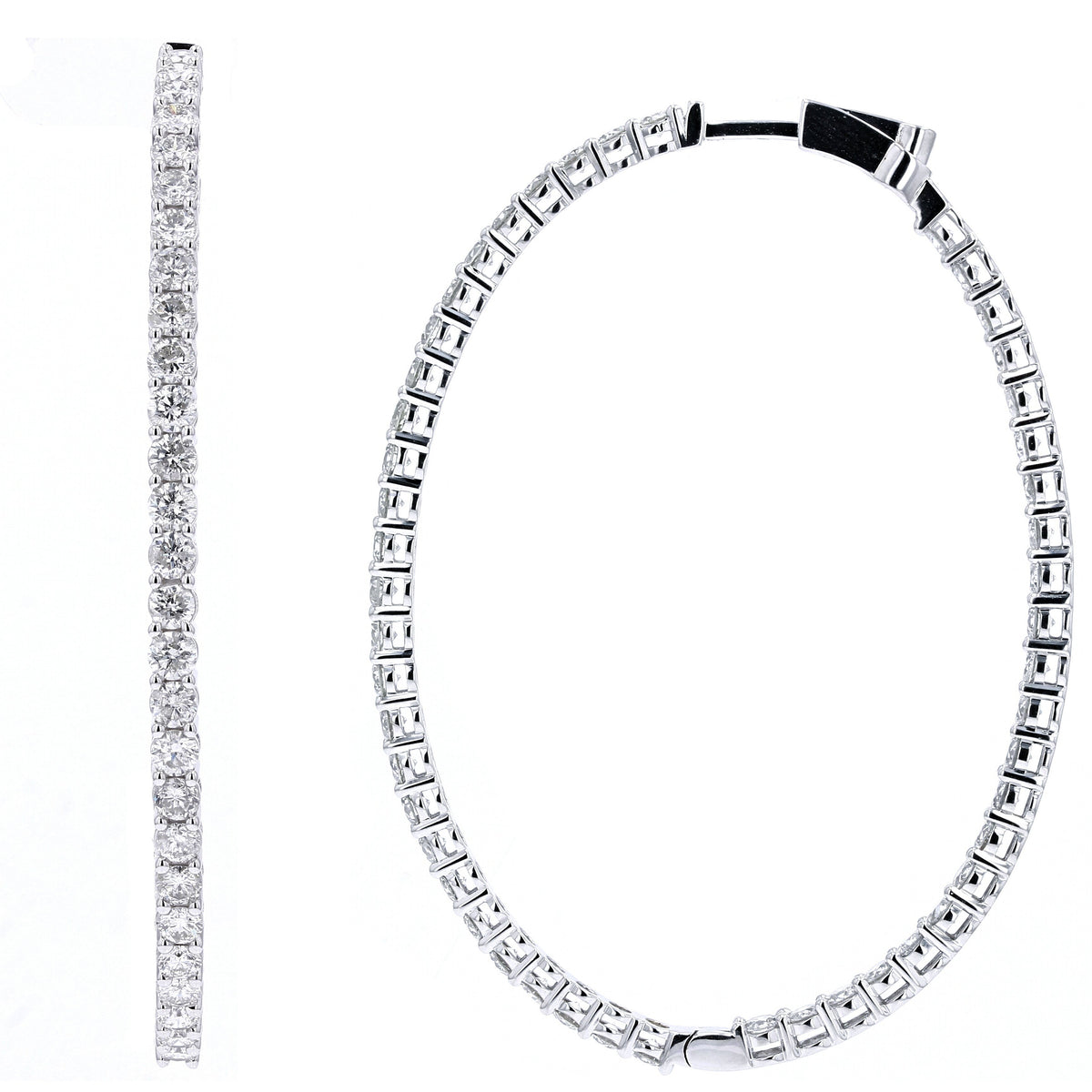 14K WG Inside-Out Diamond Hoops