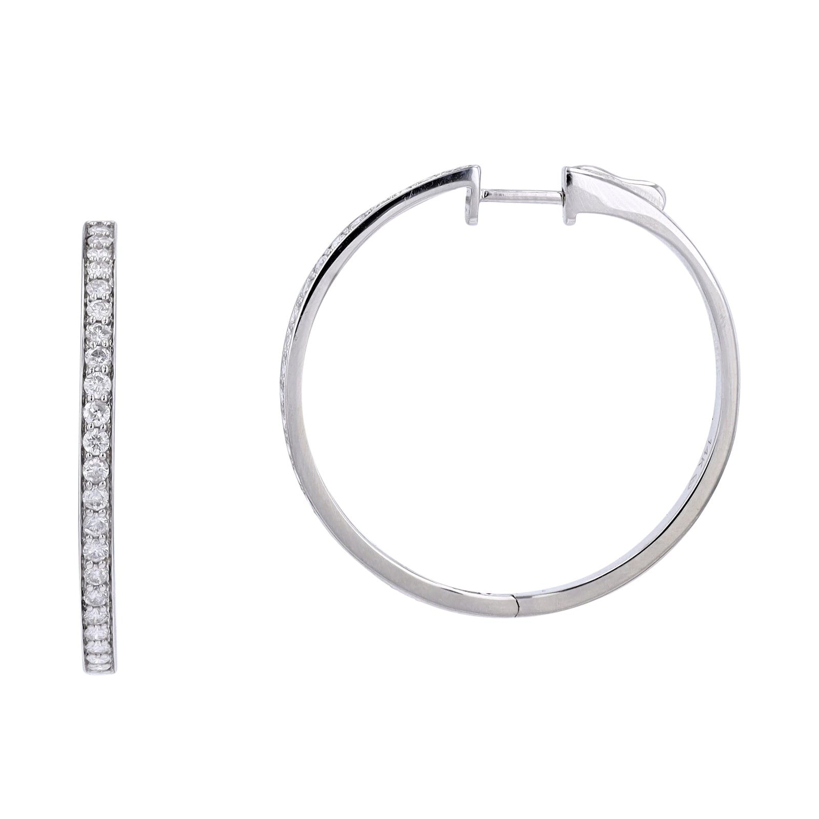 14K WG 1 CT Diamond Hoops