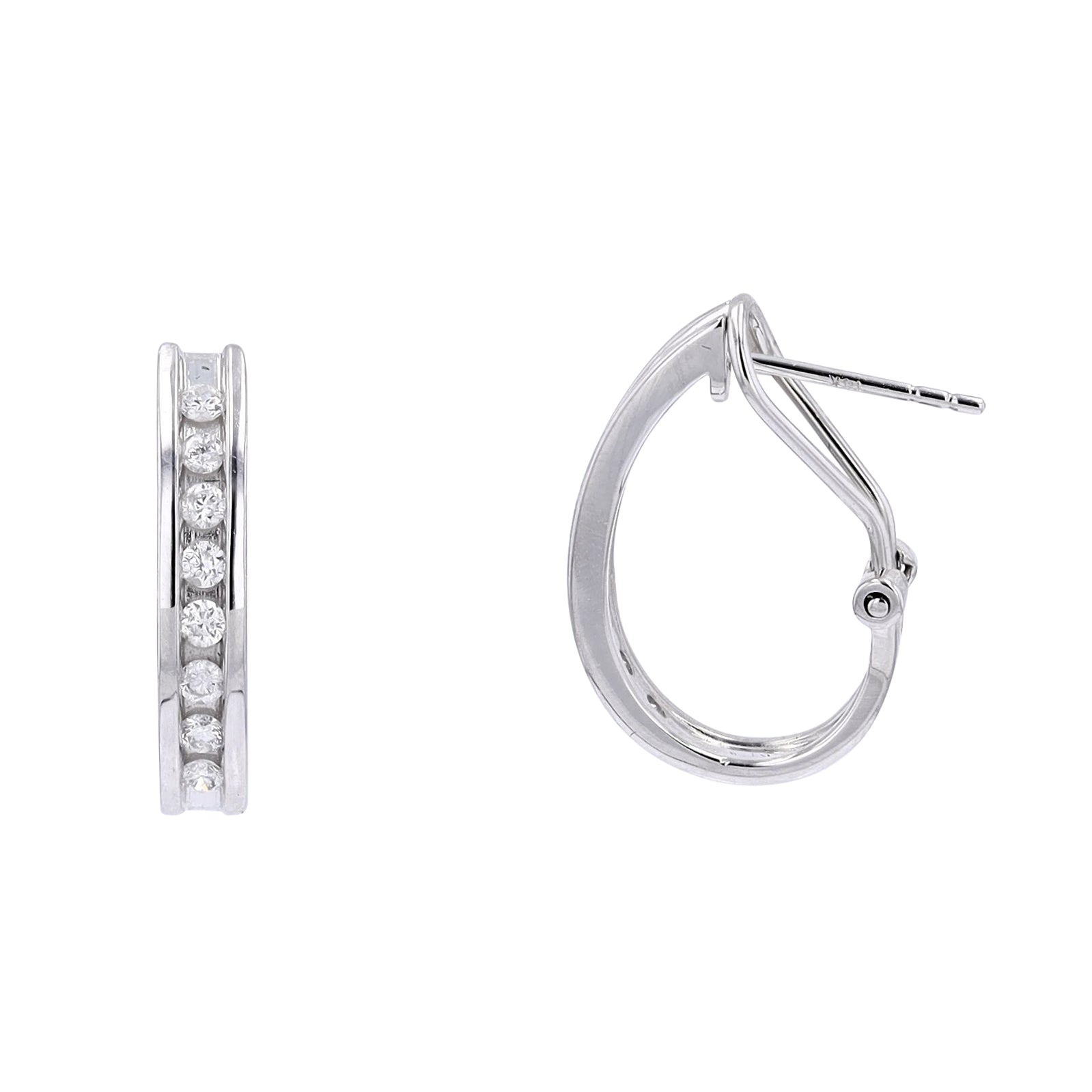 14K WG 1/2 Diamond Hoops