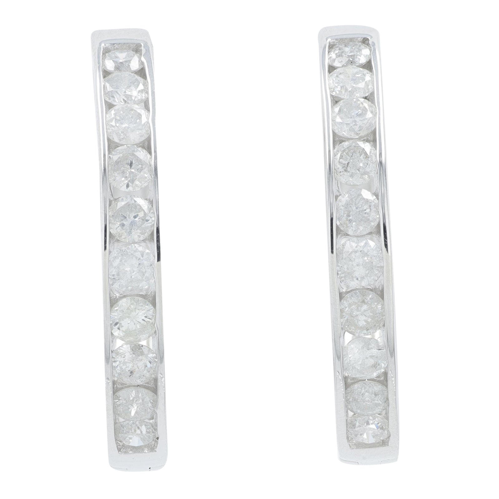 14K WG 1 CT Diamond Hoops
