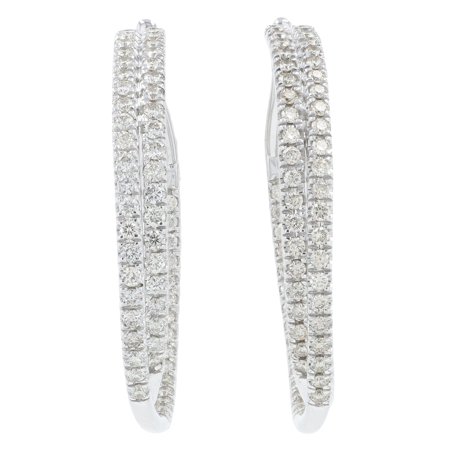 10K WG 3 CT Diamond Inside-Out Crossover Hoops