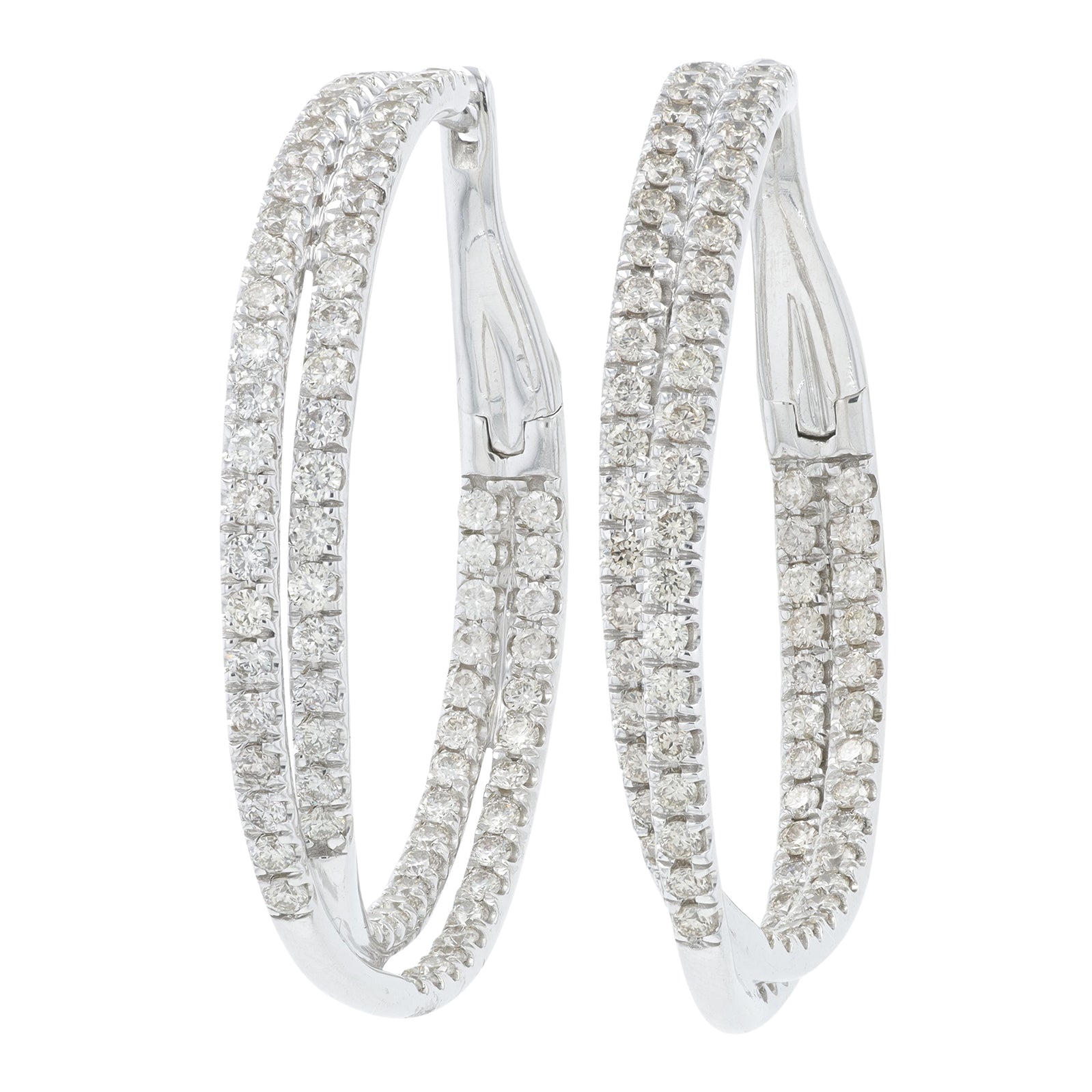 10K WG 3 CT Diamond Inside-Out Crossover Hoops